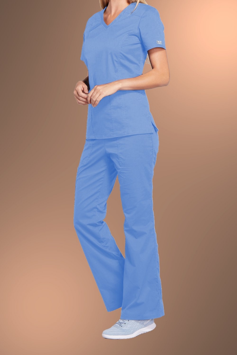  Scrubs for Women Short Sleeve Summer Cute Scrub for Women Work  Plus Size Soft Solid Color Pocket V Neck Polyester Fit Scrub Blue:  Clothing, Shoes & Jewelry